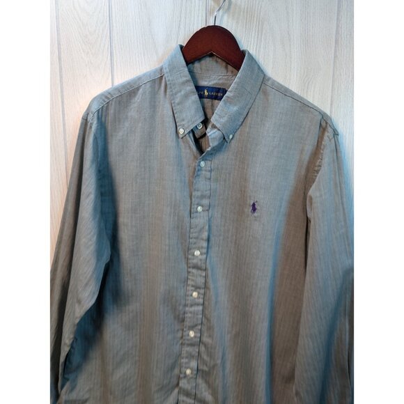 Polo Ralph Lauren Men's Blue Solid Classic Fit Button Down 17 34/35 Long Sleeve - Picture 2 of 7
